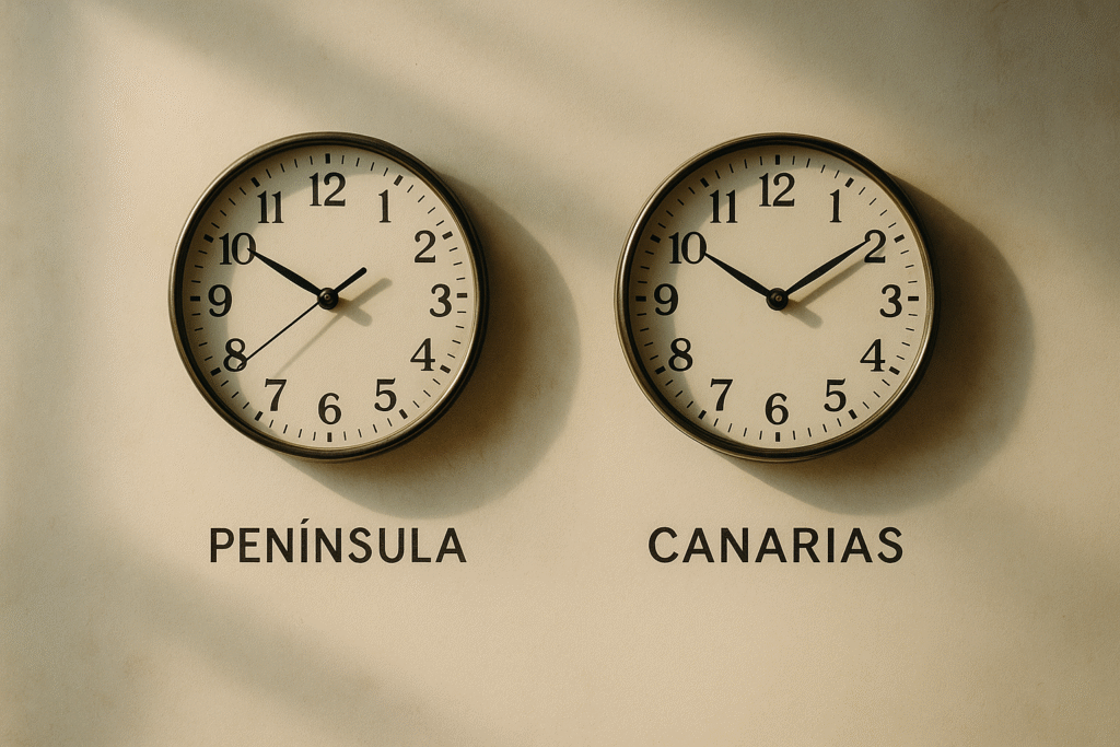 5032 El horario de Canarias, con respecto a la Península, es de…