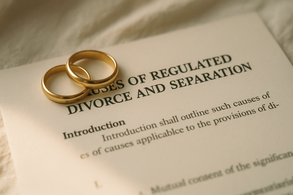 2017 En España las causas de separación y divorcio están reguladas por la ley.