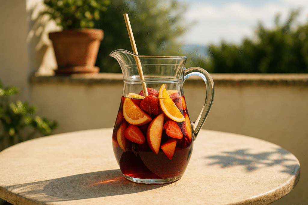 5023 La sangría es una bebida compuesta por refrescos, vino y…