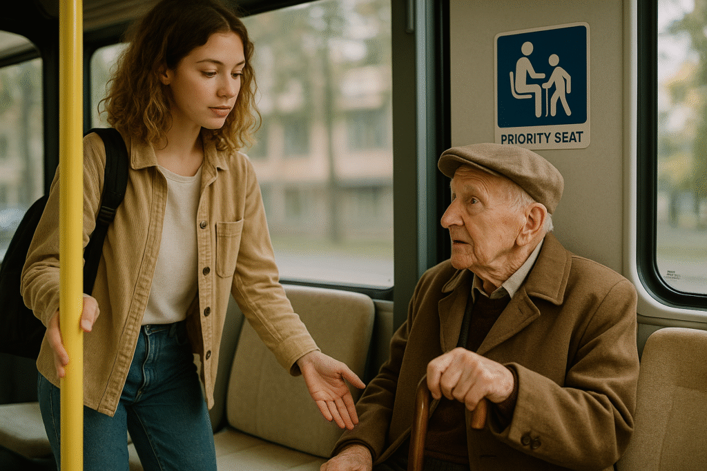 5070 Ceder el asiento a las personas con movilidad reducida es una norma que encontramosindicada en…